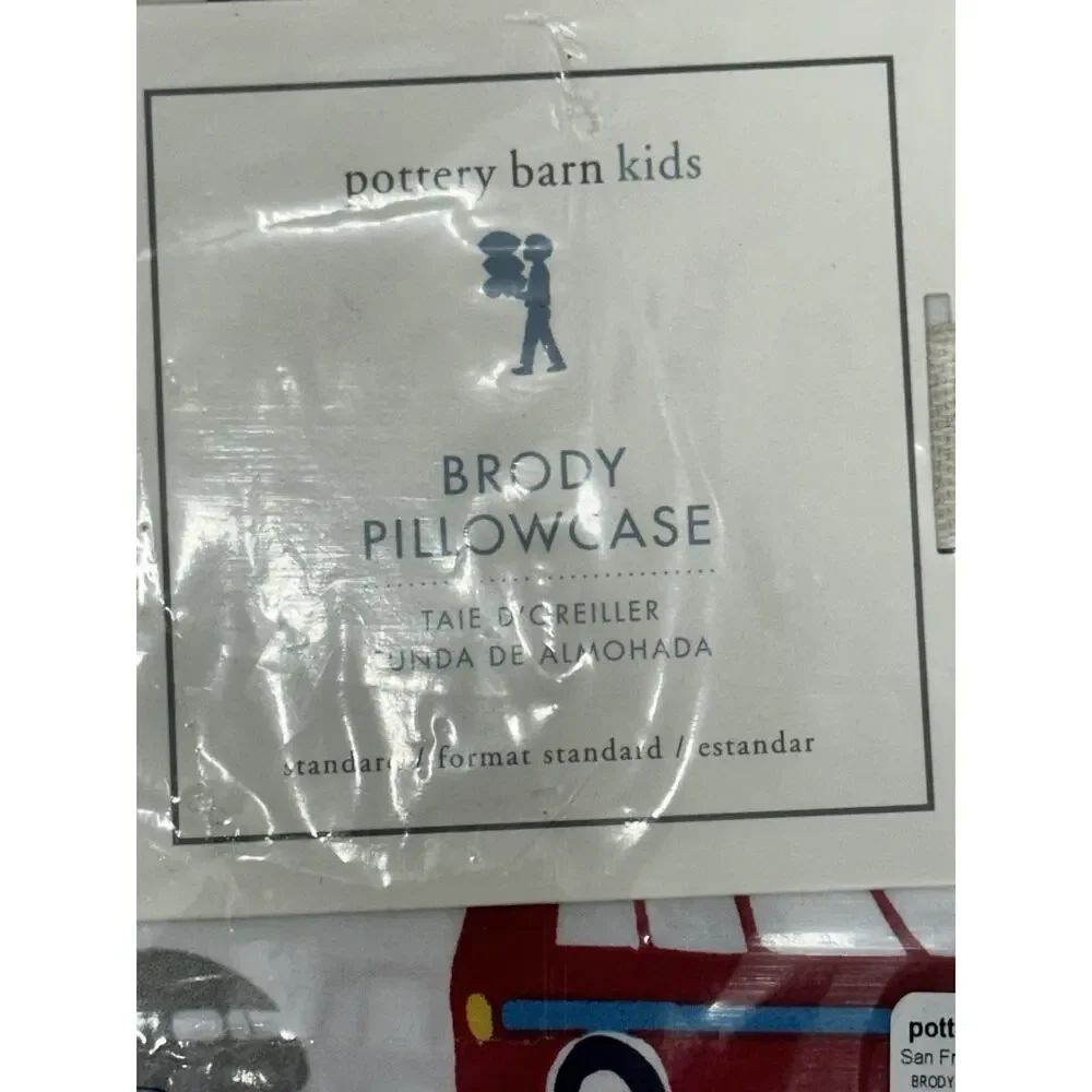Pottery Barn Kids Brody Standard Pillow Case Transportation Vehicles Cotton
